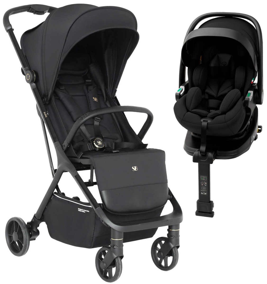 Прогулочная коляска Sweet Baby Aura + автокресло Premier Plus Black Black