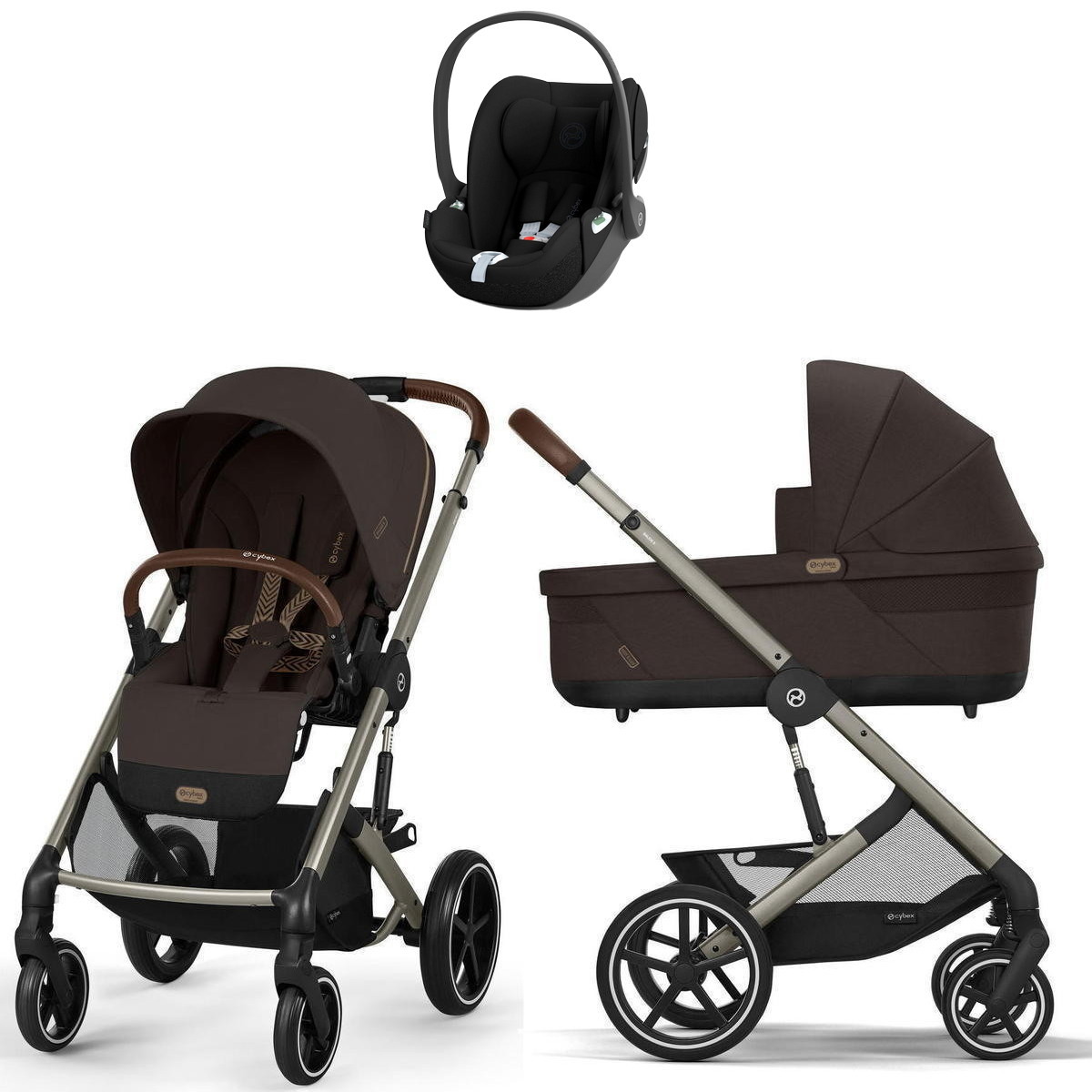 Коляска Cybex Balios S Lux TPE complete Cloud T Sepia Black 3 в 1 Chocolate Brown с дождевиками