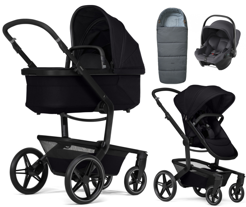 Детская коляска 3 в 1 Joolz Day 5 и автокресло Baby-Safe Core Midnight Grey без адаптеров + конверт в подарок Space black
