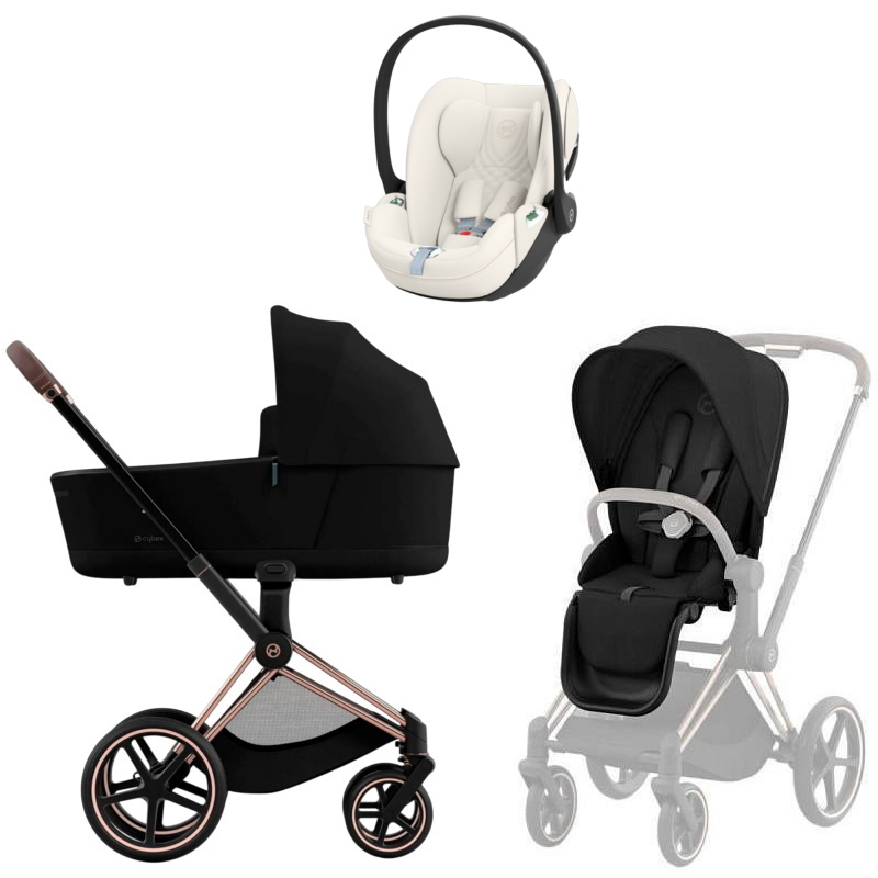 Коляска Cybex Priam IV Rosegold complete Cloud T Off White Plus 3 в 1 Sepia Black