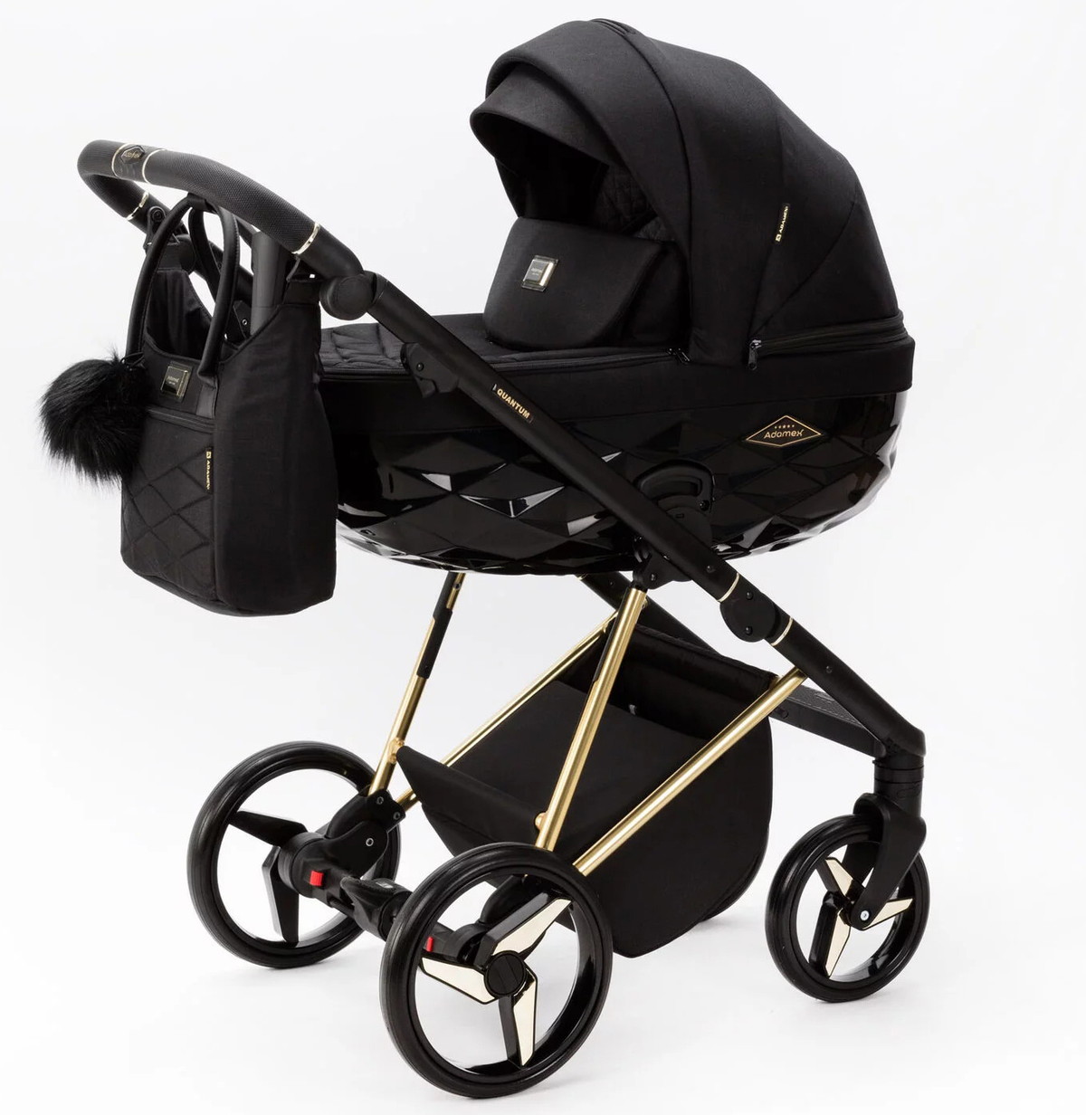 Детская коляска Adamex Quantum Special Edition 2 в 1 Q-TK617 (ЧЕРНЫЙ+ЗОЛОТО РАМА)