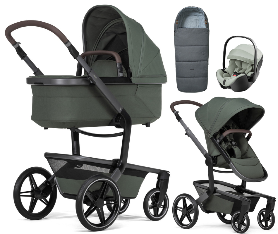 Детская коляска 3 в 1 Joolz Day 5 и автокресло Britax Roemer Baby-Safe Pro Style Sage green + конверт в подарок без адаптеров Forest green