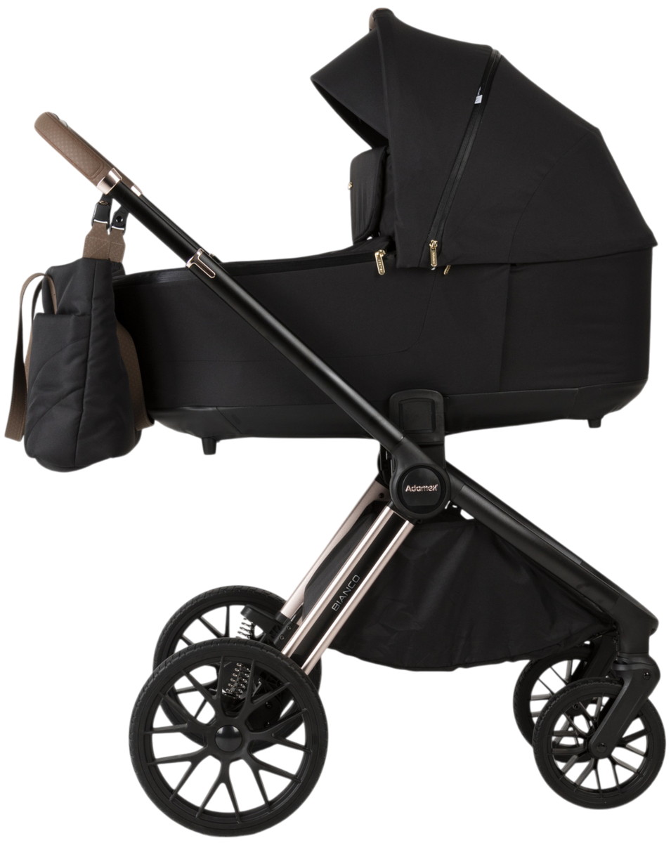 Детская коляска Adamex Bianco Special Edition 2 в 1 14 carbon-champagne — чёрный-чёрная рама