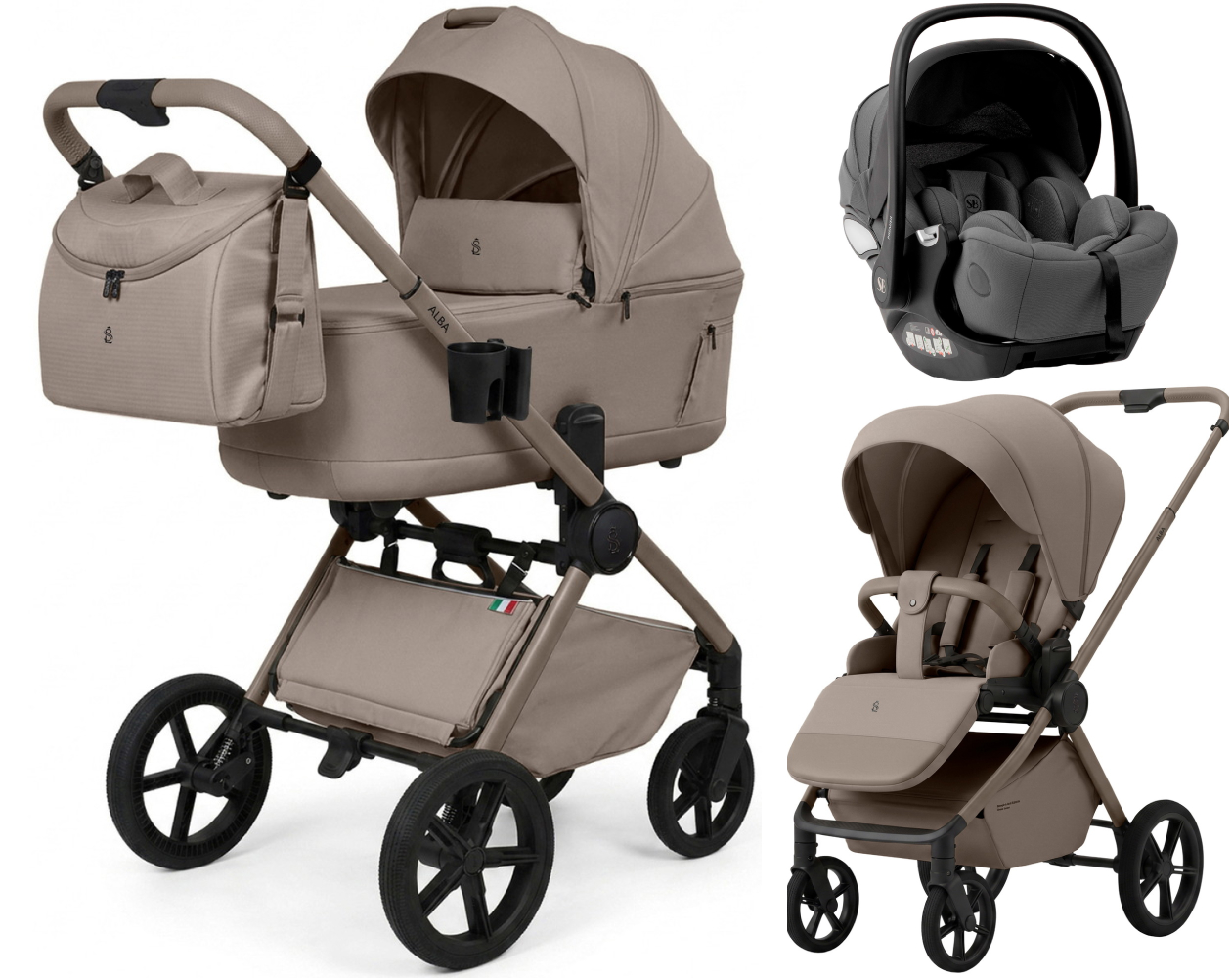 Коляска 3 в 1 Sweet Baby SBL Alba 2.0 и автокресло Premier Grey Beige