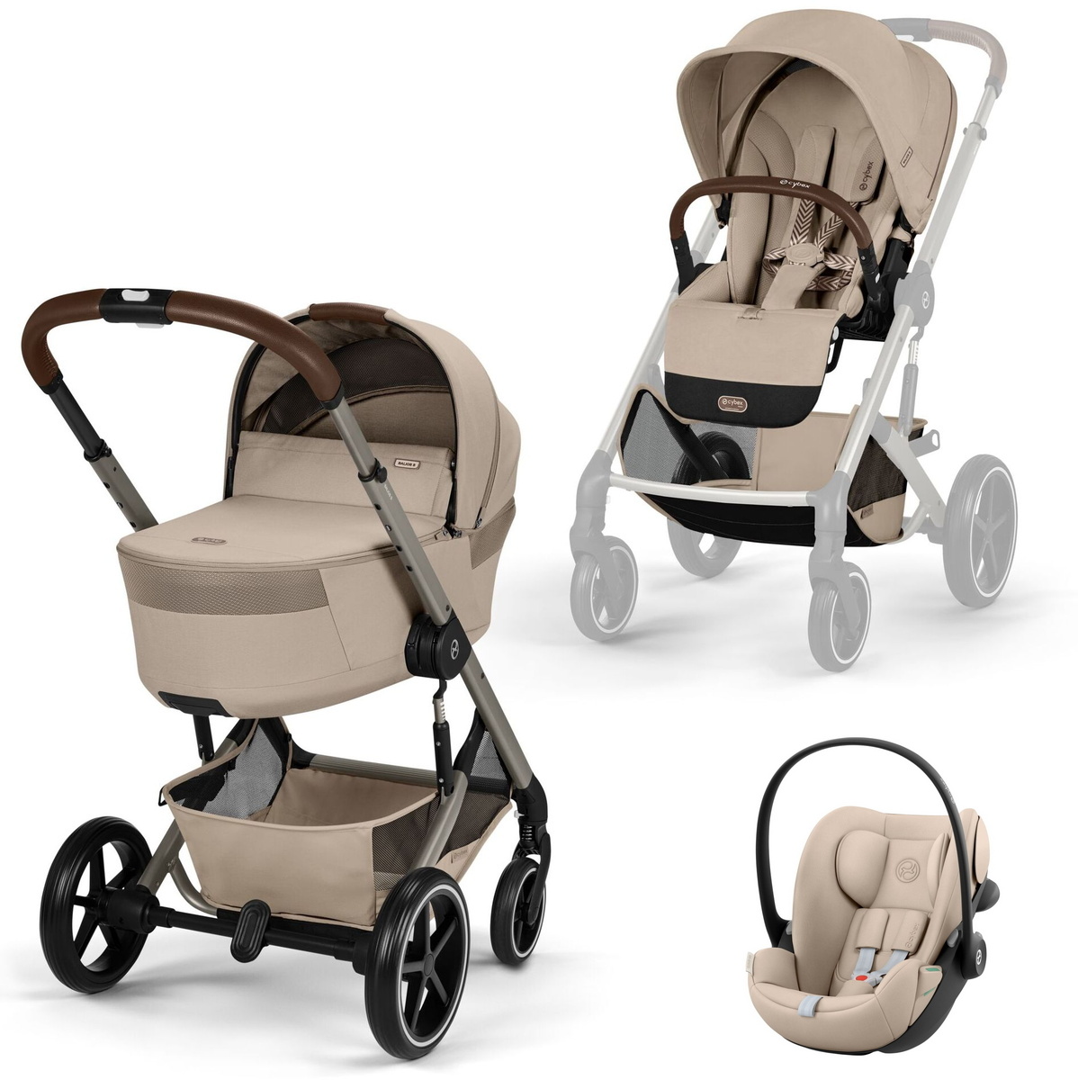 Коляска Cybex Balios S Lux Fold Cot TPE Cloud G3 Almond Beige 3 в 1 Almond Beige с дождевиками
