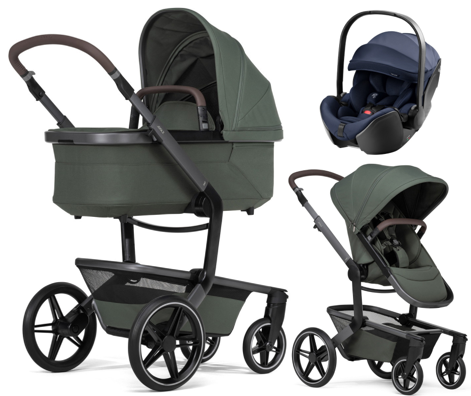 Детская коляска 3 в 1 Joolz Day 5 и автокресло Britax Roemer Baby-Safe Pro Style Night Blue без адаптеров Forest Green