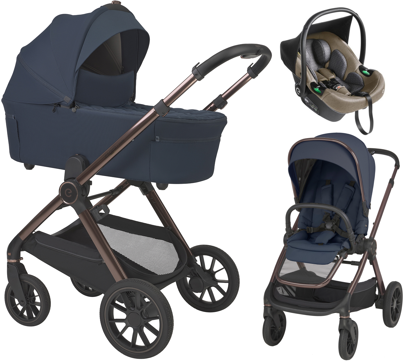Детская коляска 3 в 1 Espiro Code 2026 и автокресло Pi Beige 103 elegant navy