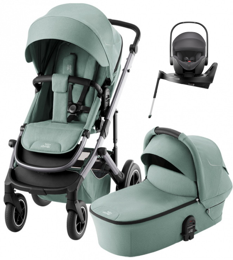 Коляска 4 в 1 Britax Roemer Smile 5Z и автокресло Baby-Safe Pro Classic Deep Grey + Vario Base 5Z Jade Green