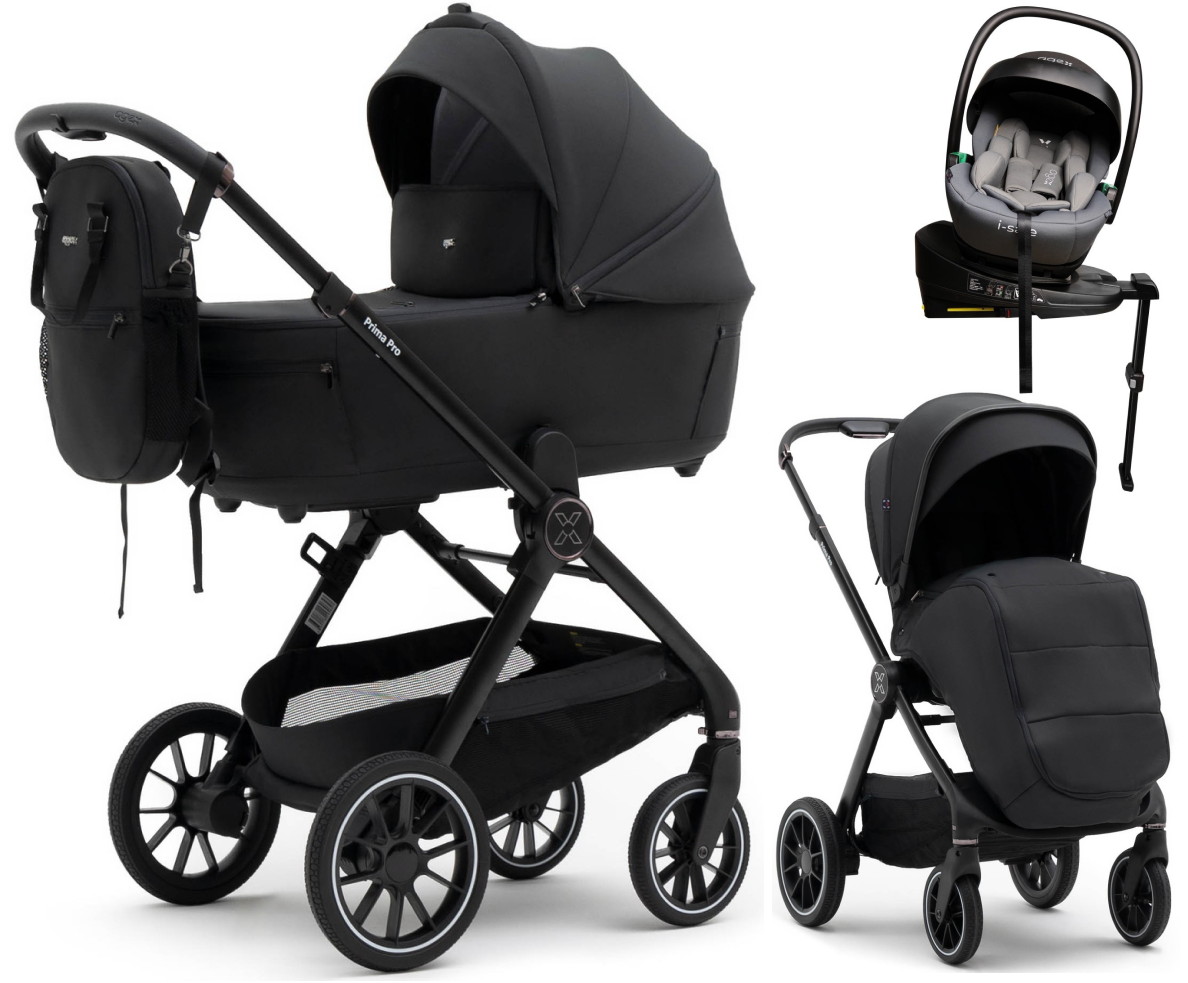 Коляска Agex Prima Pro 4 в 1 с автокреслом i-Safe Grey и базой Midnight Grey (Темно-серый)