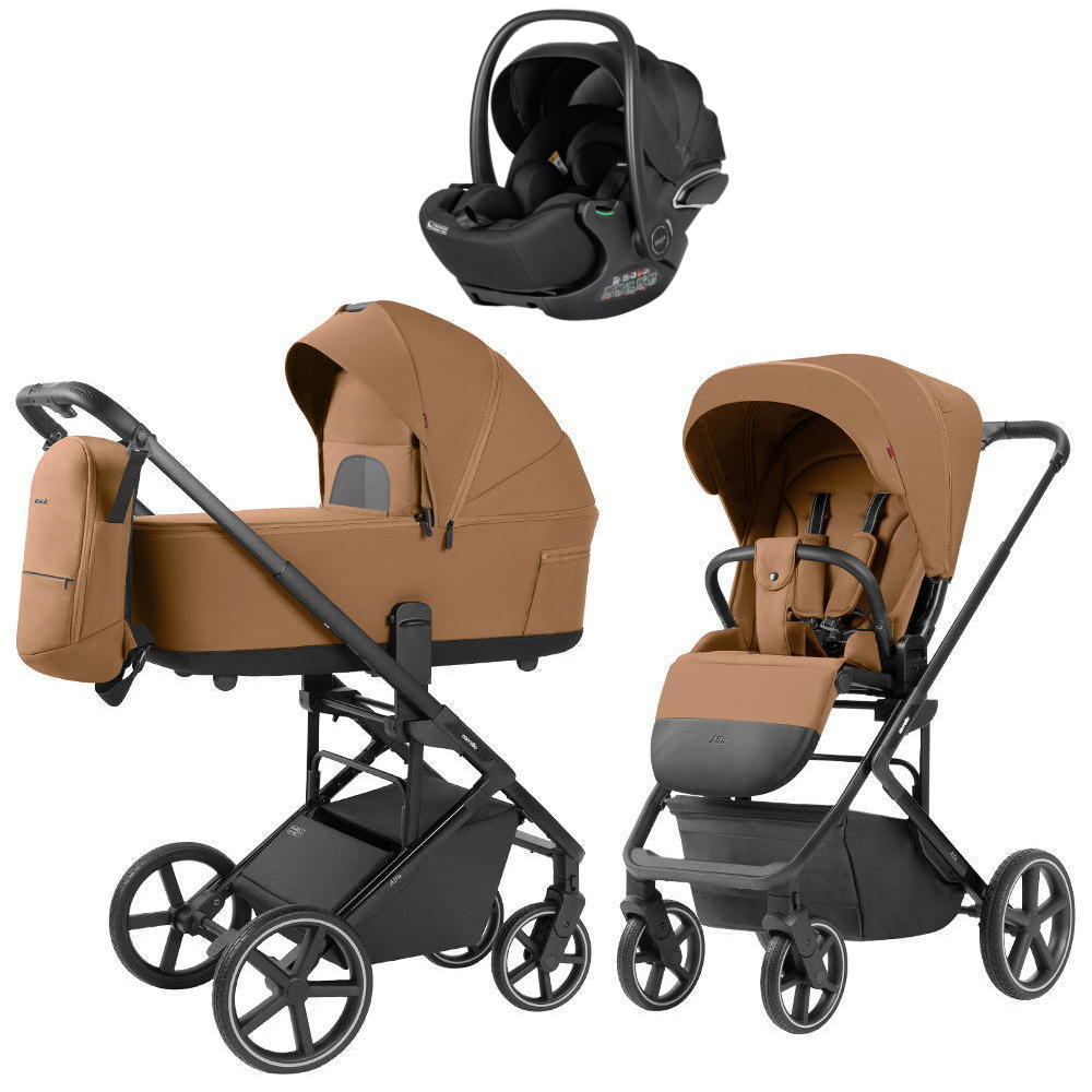 Коляска Carrello Alfa CRL-6522 2025 Vega CRL-14101 Absolute Black 3 в 1 Honey Beige