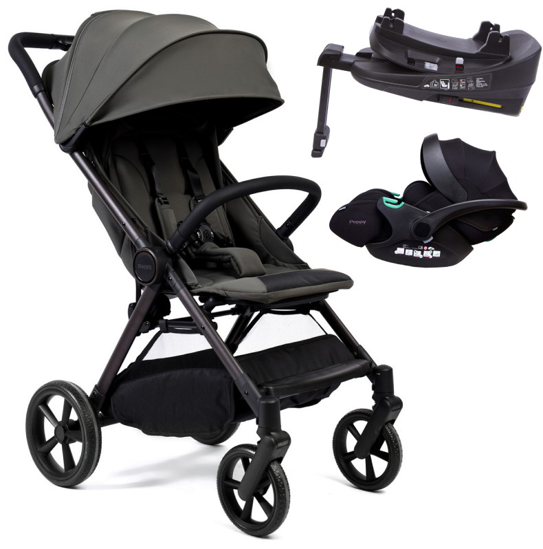 Прогулочная коляска Peppy Vigo с автокреслом Verona Black и базой Antrazit антрацит
