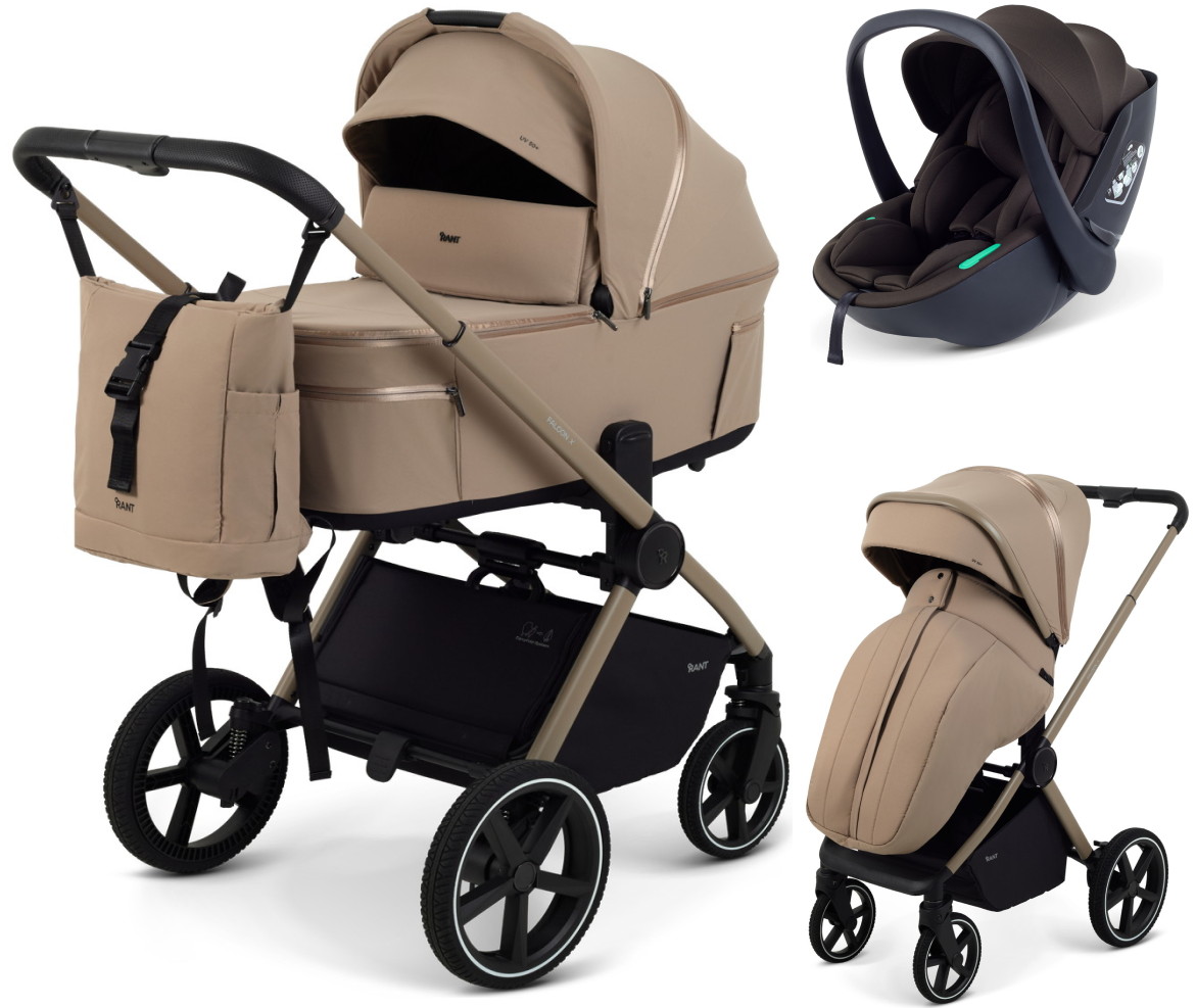 Детская коляска Rant Falcon X 3 в 1 RA126 с автокреслом Miro Brown Beige