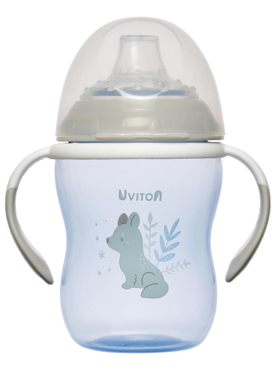 Поильник-непроливайка Uviton Soft с силиконовым носиком 270 мл 0146 голубой (волк)
