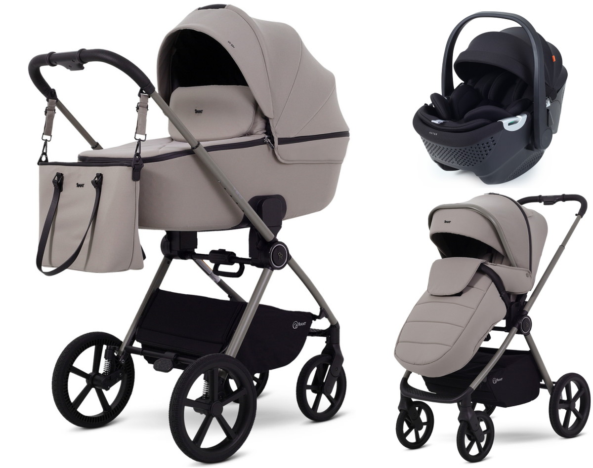 Детская коляска Rant Teo Soft 3 в 1 с автокреслом Aster Zero Black Cloud