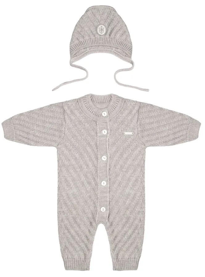 Комбинезон и шапка НаследникЪ Выжанова Вьюнок НВ6032 ЧЗ светло-серый 62