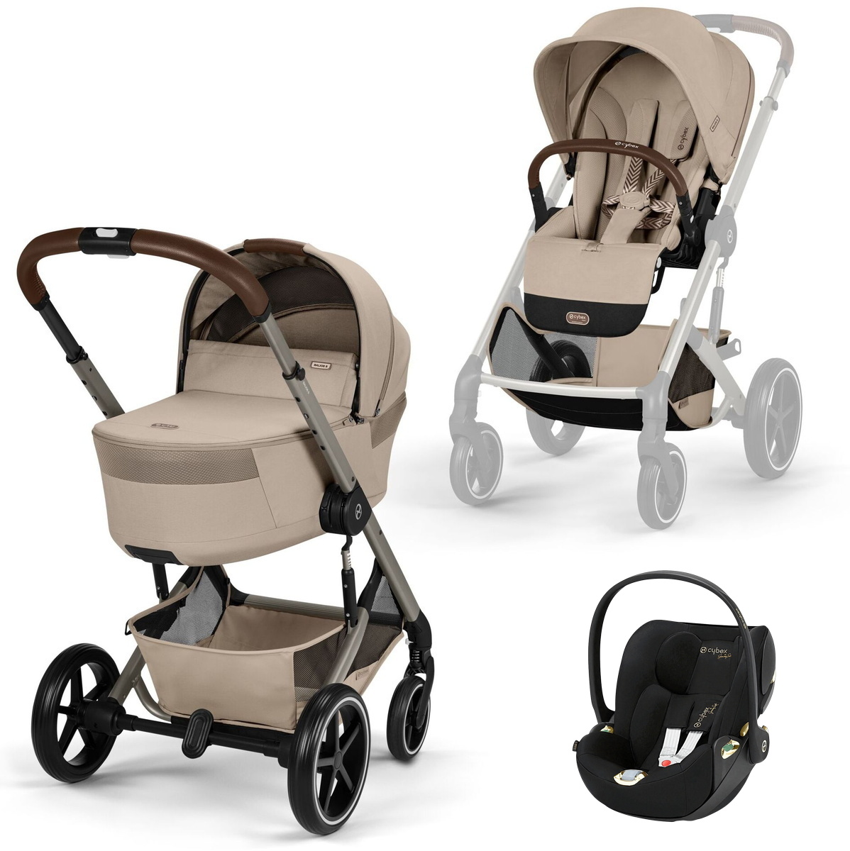 Коляска Cybex Balios S Lux Fold Cot TPE Cloud T Jeremy Scott Wings 3 в 1 Almond Beige с дождевиками