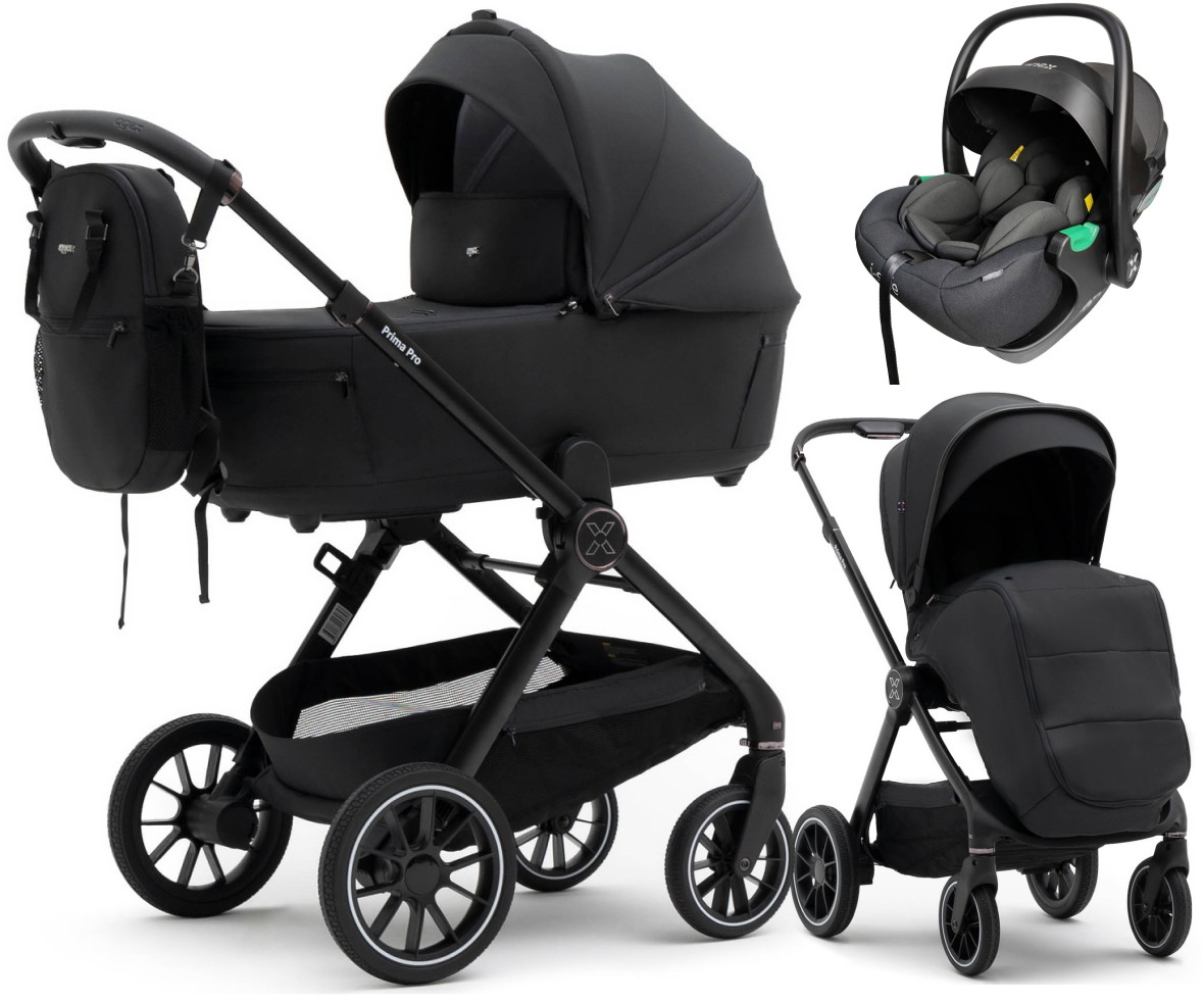 Коляска Agex Prima Pro 3 в 1 с автокреслом i-Safe Black Midnight Grey (Темно-серый)