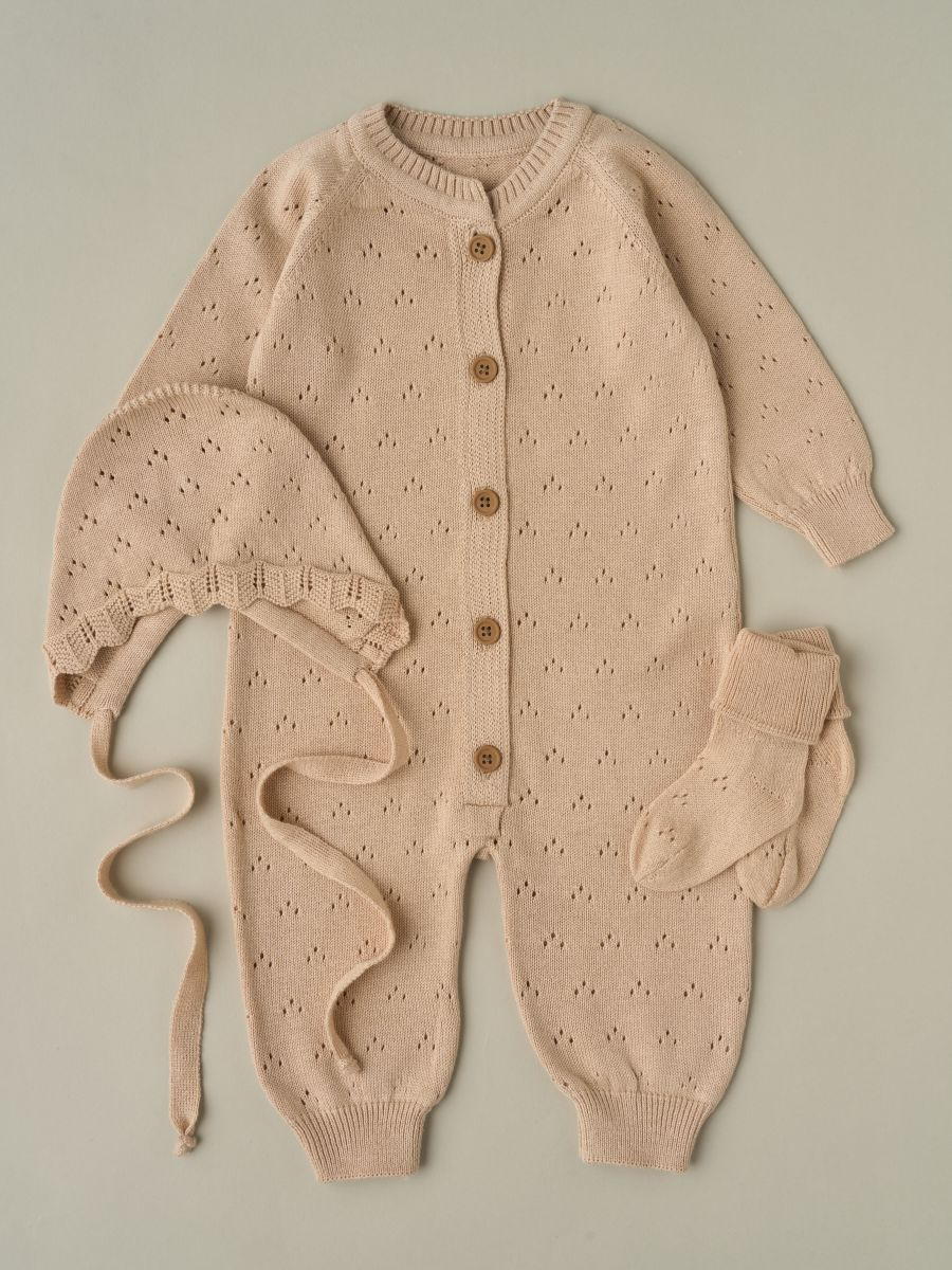 Комбинезон, чепчик, носочки Little Star 80378 (ЧЗ-мз) бежевый 56