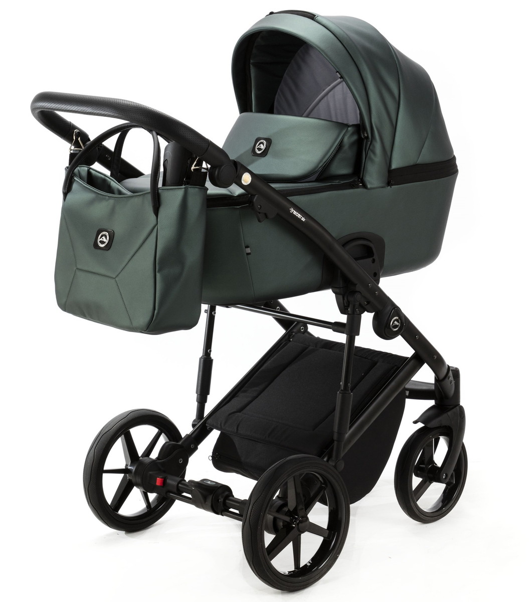 Детская коляска Adamex Mobi Deluxe 3 в 1 M-SM15 (Т.ЗЕЛЕНАЯ ПЕРЛ. КОЖА)