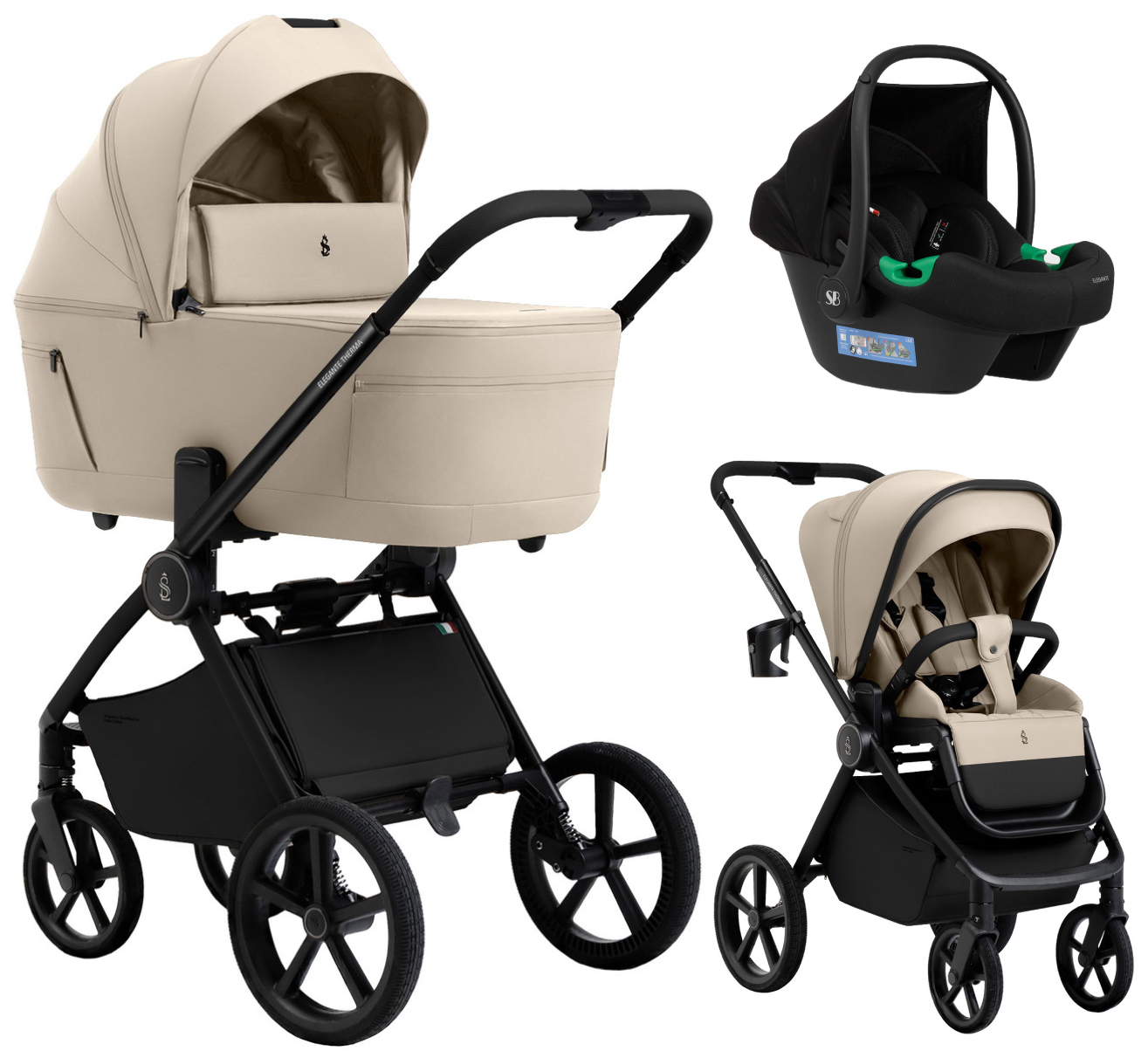 Коляска 3 в 1 Sweet Baby SBL Elegante Therma Colore + автокресло Elegante Plus Cream
