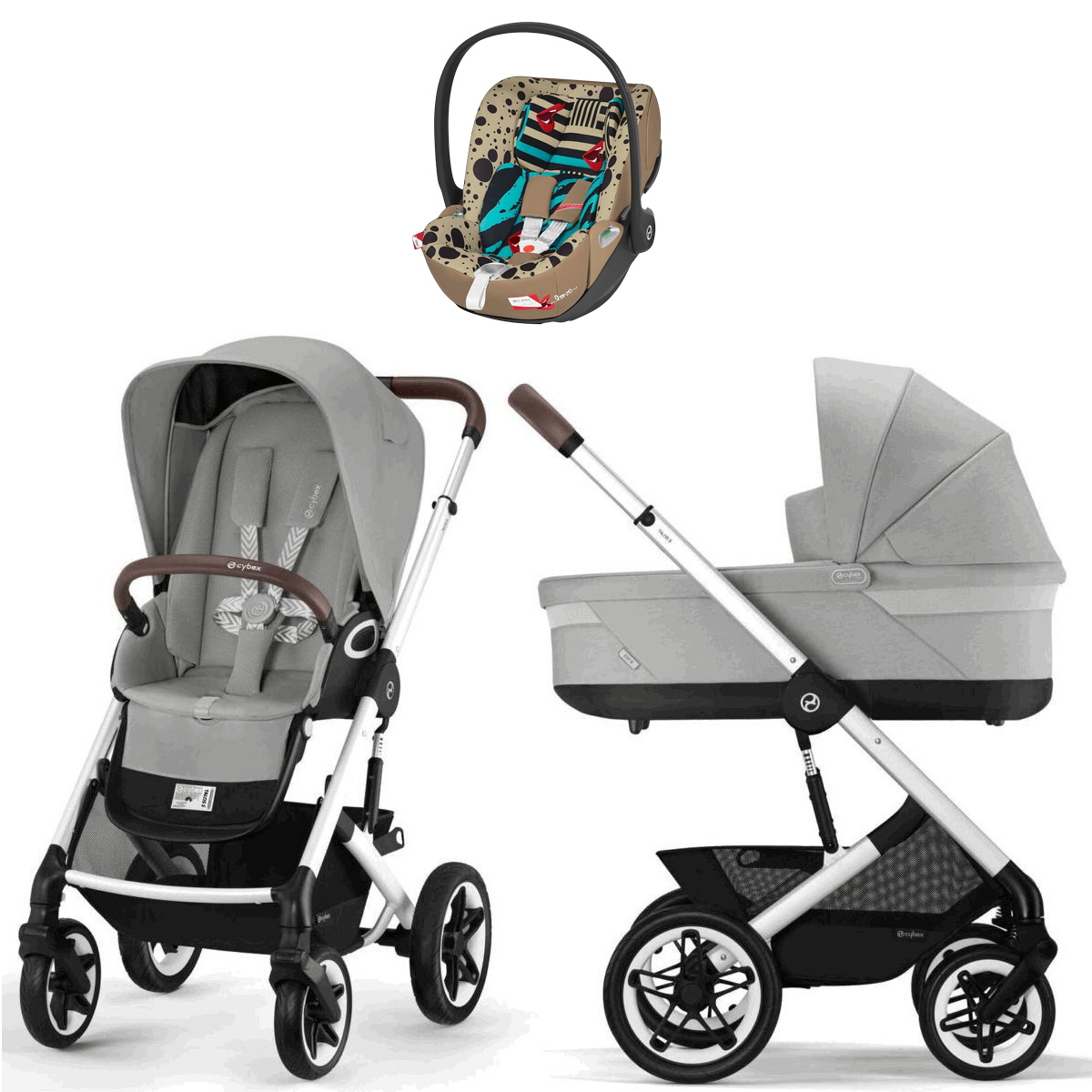 Коляска Cybex Talos S Lux SLV complete Cloud T One Love 3 в 1 Stone Grey с дождевиками