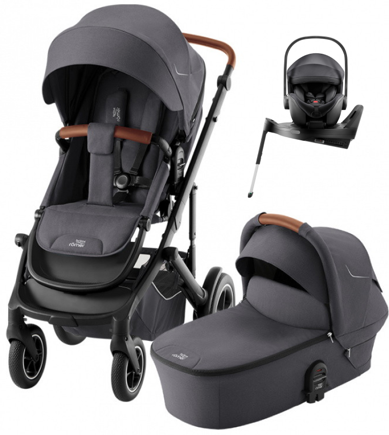 Коляска 3 в 1 Britax Roemer Smile 5Z и автокресло Baby-Safe PRO Style Carbon Black + Vario Base 5Z Midnight Grey