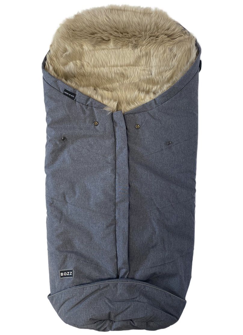 Конверт Bozz из овчины с длинным ворсом серый меланж-наппа/лён