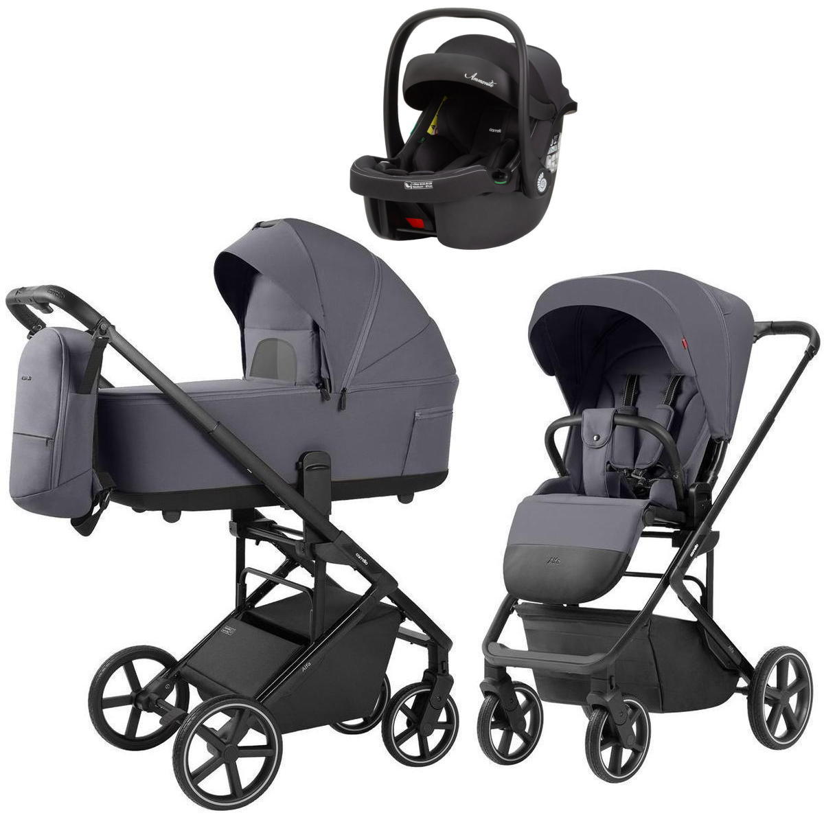 Коляска Carrello Alfa CRL-6522 2025 Ammonite AY329 Pro Absolute Black 3 в 1 Fashion Grey