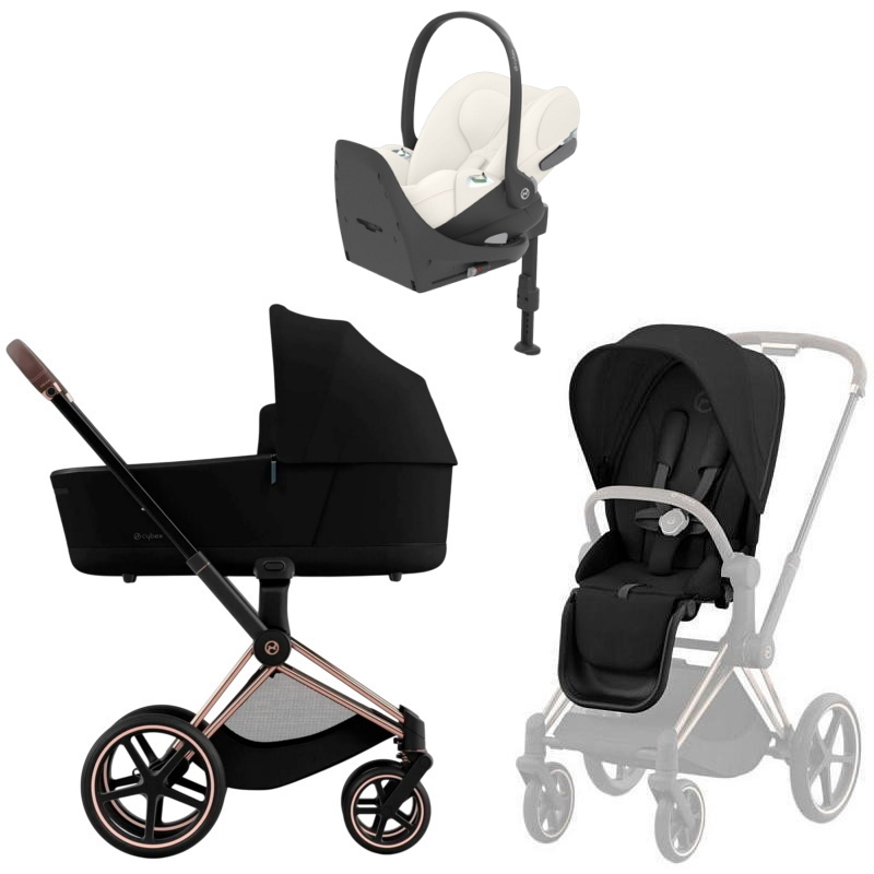 Коляска Cybex Priam IV Rosegold complete Cloud T Off White Plus Base T 4 в 1 Sepia Black