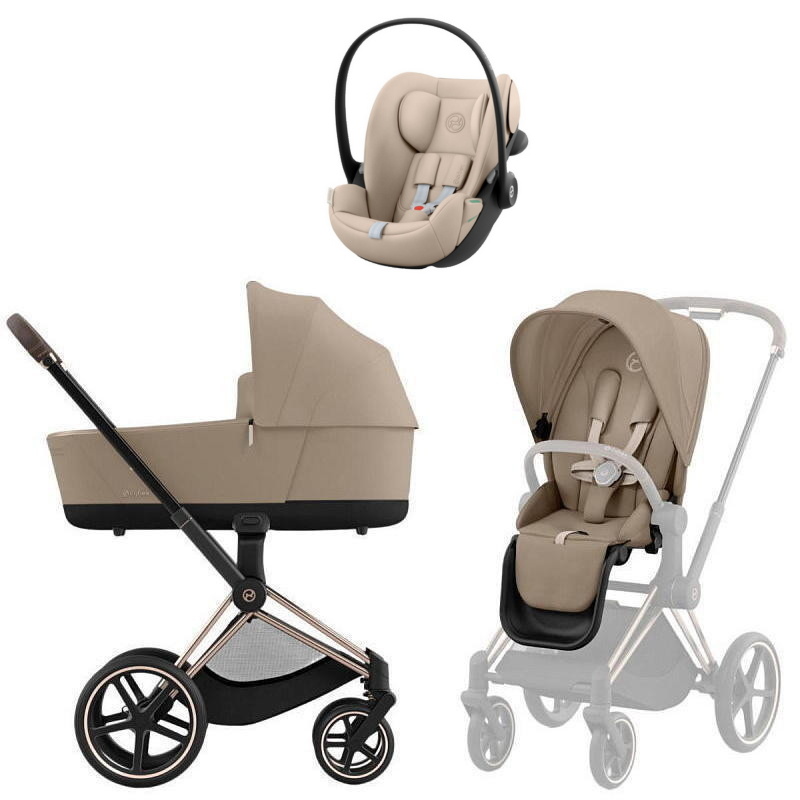 Коляска Cybex Priam IV Rosegold complete Cloud G3 Almond Beige 3 в 1 Cozy Beige