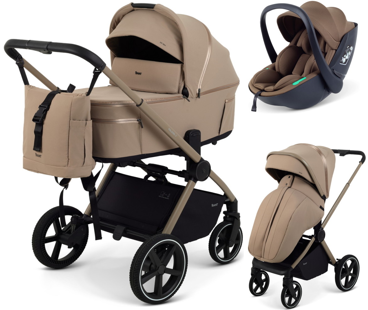 Детская коляска Rant Falcon X 3 в 1 RA126 с автокреслом Miro Moca Beige
