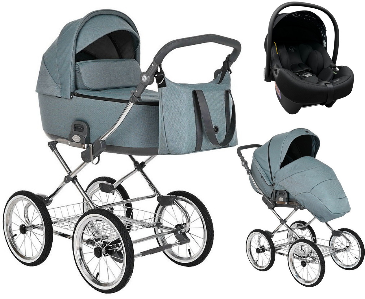 Детская коляска Roan Bass Next Classic d14 3 в 1 с автокреслом Tutis Elo Lux EduSky Black RCL056/1 Ocean Mood