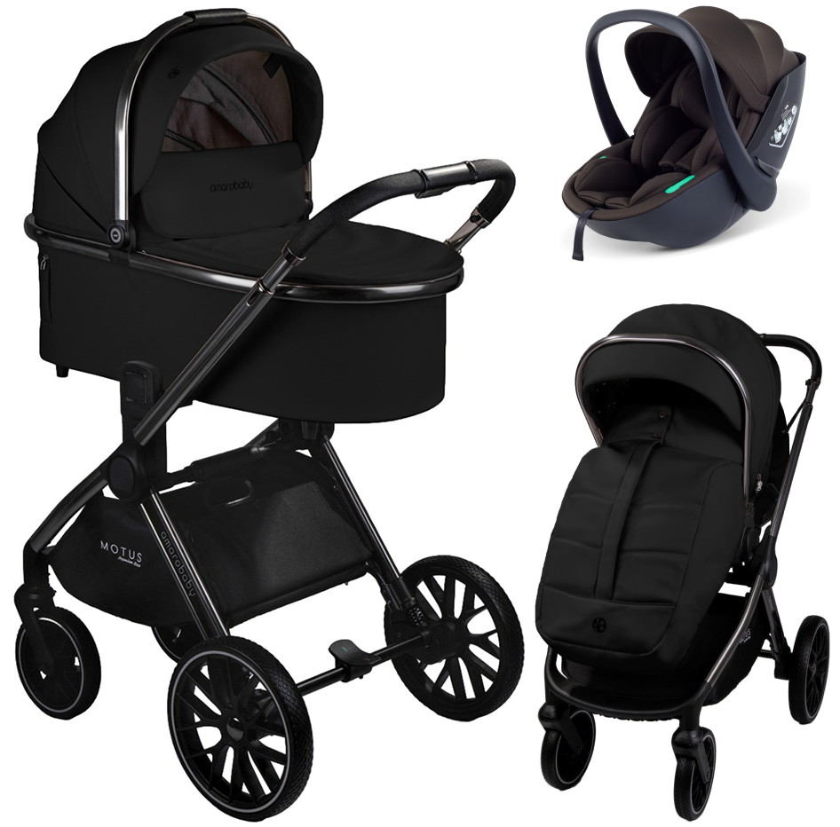 Детская коляска AmaroBaby Motus Premium Ecco 3 в 1 с автокреслом Rant Miro Brown черный