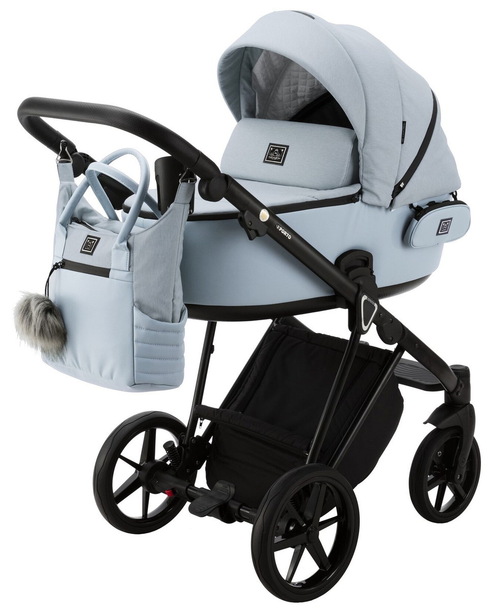 Детская коляска Adamex Porto 2 в 1 PO-PS24 (ГОЛУБОЙ +ГОЛУБ.КОЖА)