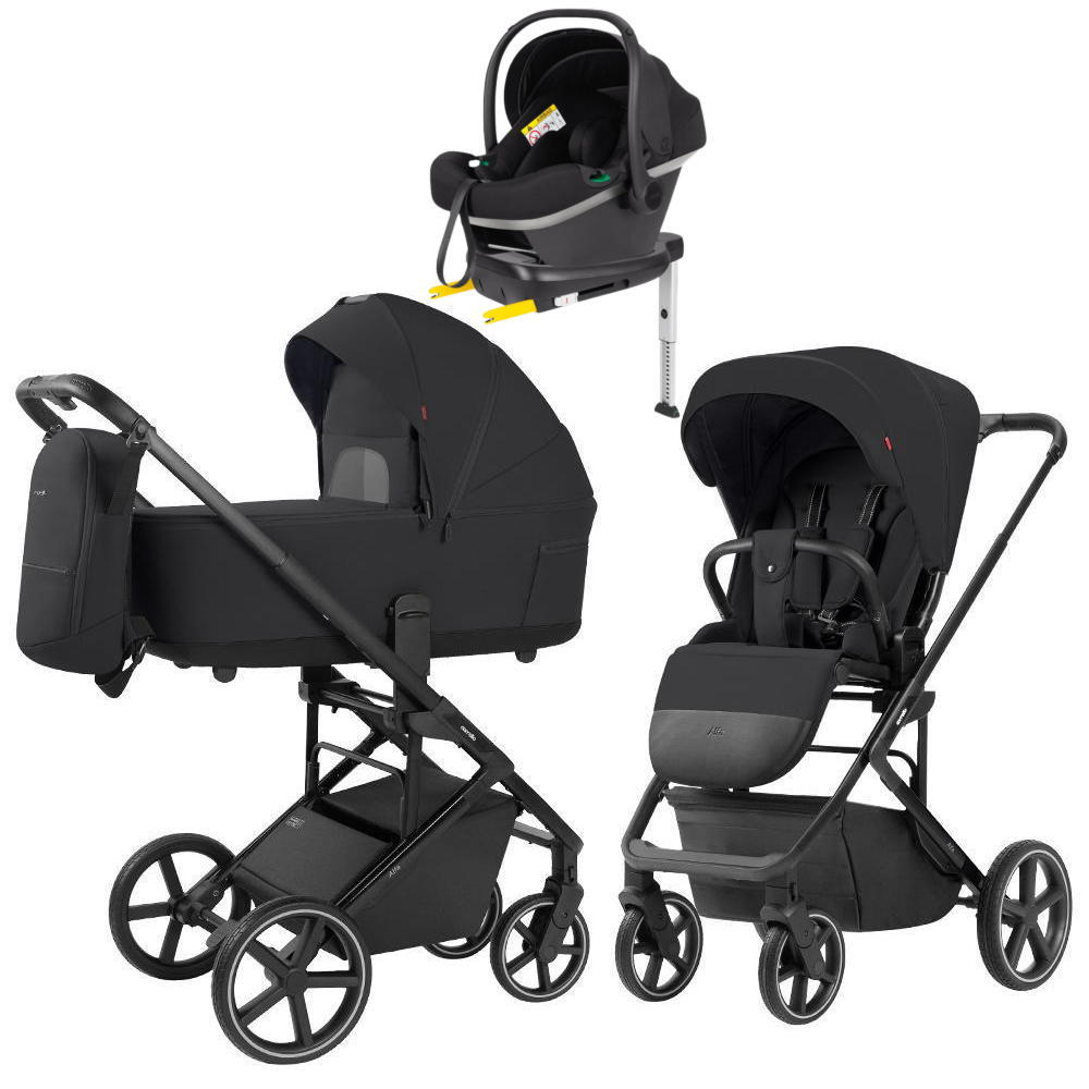 Коляска Carrello Alfa CRL-6522 2025 Nova DK791 Grey Line с базой Isofix 3 в 1 Rock Black