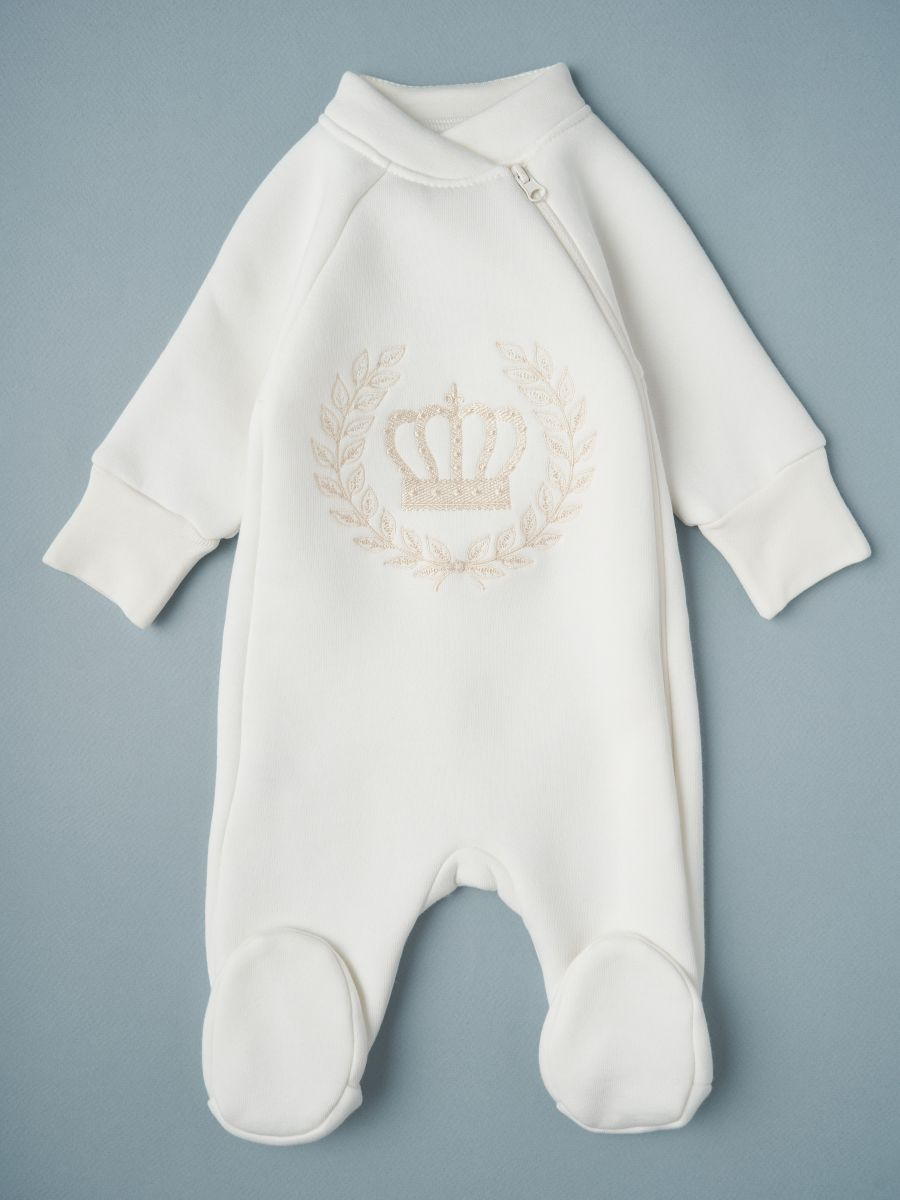 Комбинезон Little Star Герб Корона из футера с начесом 830451 (ЧЗ-мз) крем 56