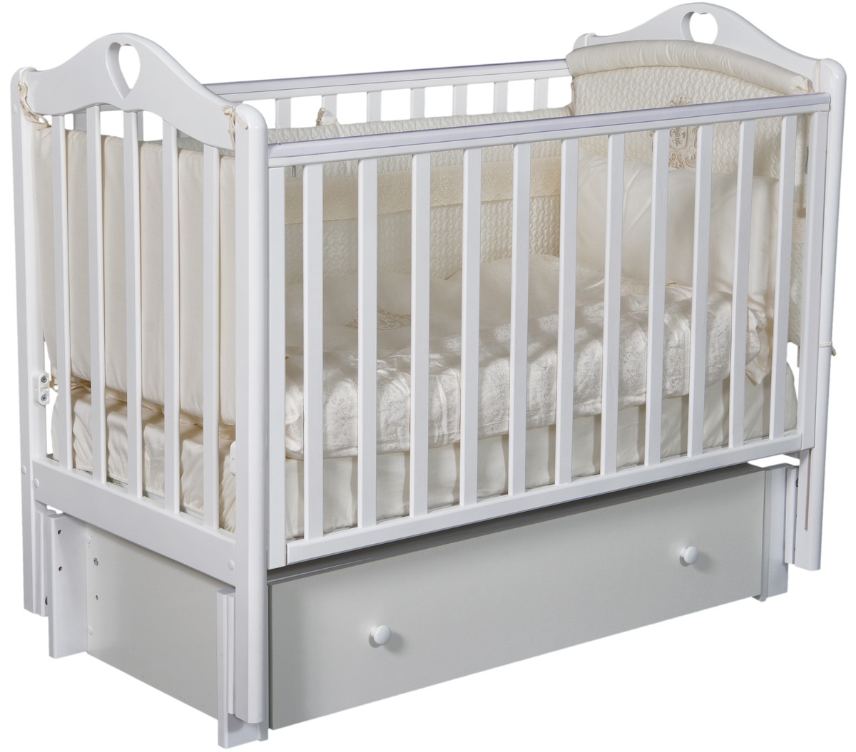 Детская кроватка Антел Каролина 6 (маятник продольный) 120x60см белый