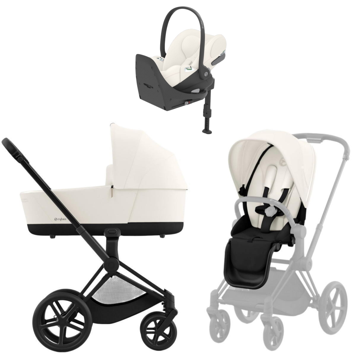 Коляска Cybex Priam IV Matt Black complete Cloud T Off White Plus Base T 4 в 1 Off White