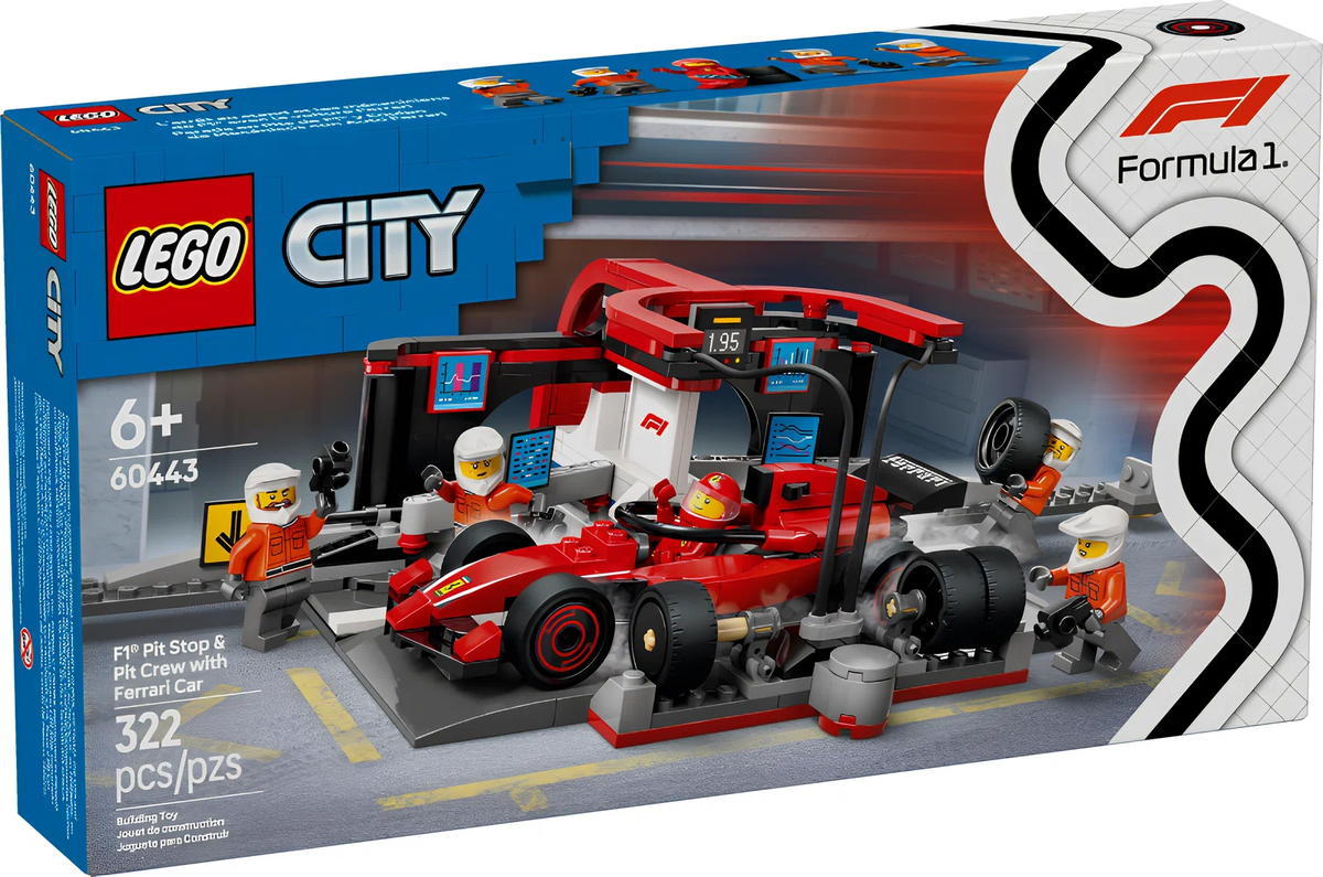 Конструктор LEGO TBD CITY ALICIA Формула 1 Pit Stop и команда с автомобилем Ferrari (60443)