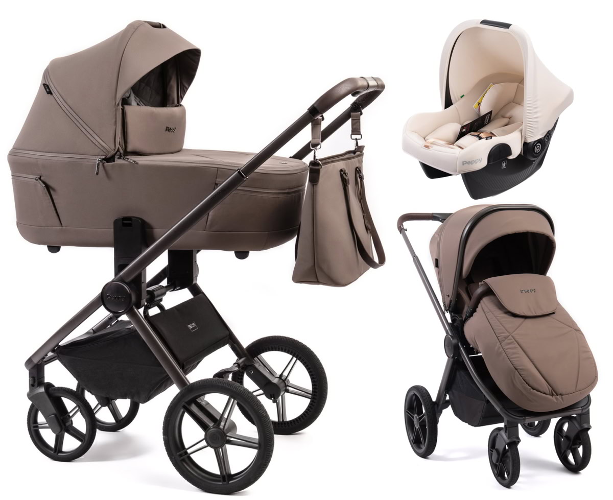 Детская коляска Peppy Monaco Thermo 3 в 1 с автокреслом Rise Milk Mocco