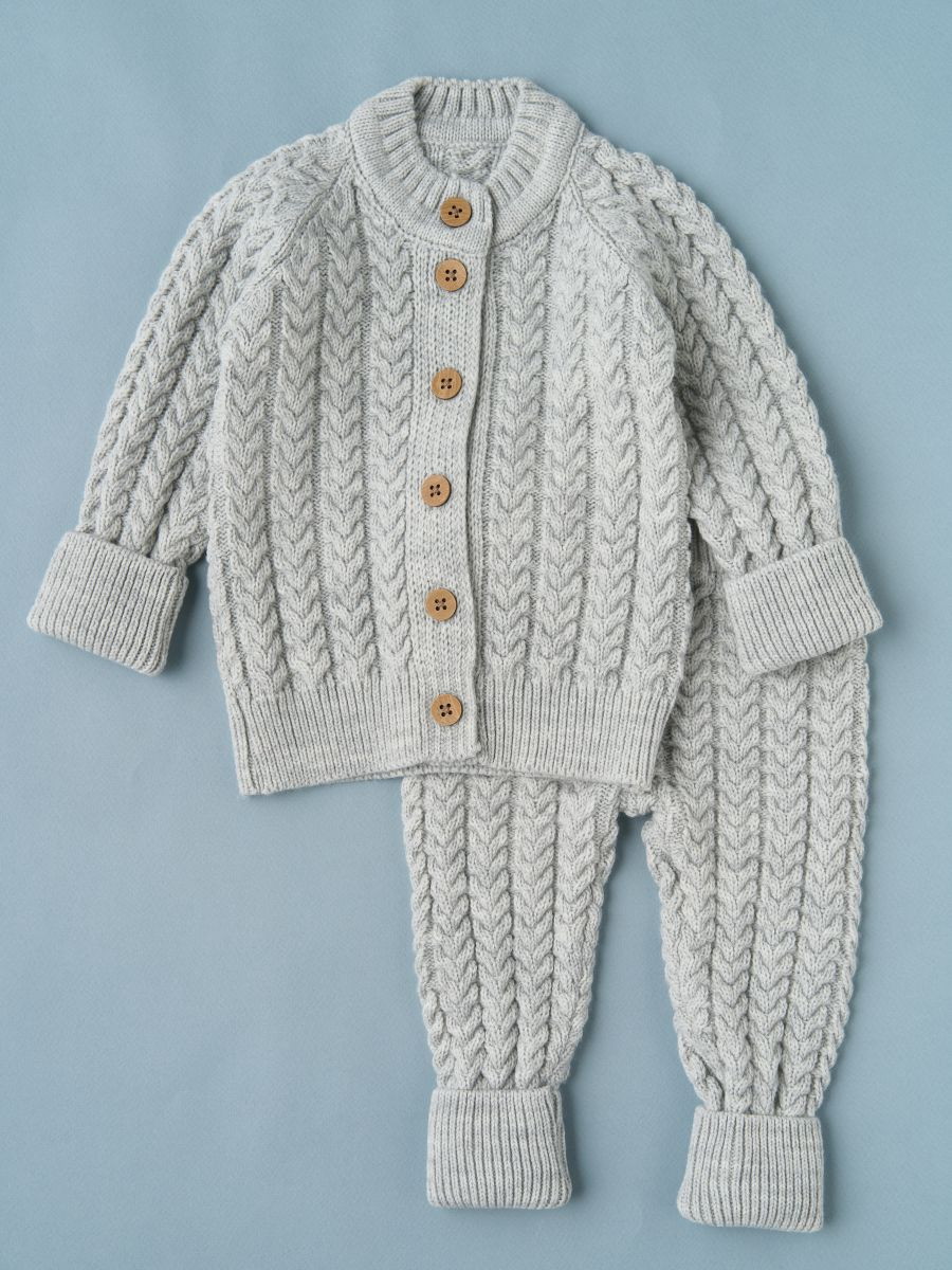 Кофточка и штаны Little Star Косы 80024 (ЧЗ-нк) серый меланж 62