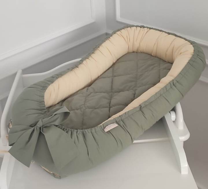 Подушка-гнездышко Lappetti Organic Baby Cotton с матрасиком зеленый