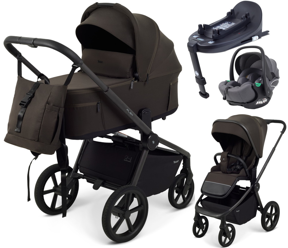 Детская коляска Rant Flex Forma 4 в 1 RA124 с автокреслом Evomax Grey и базой Shine Brown Коричневый