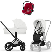 Коляска Cybex Priam V Matt Black Style Aton B2 Dynamic Red 3 в 1 Off White
