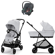 Коляска Cybex Melio Carbon Aton B2 i-Size Steel Grey 3 в 1 Fog Grey с дождевиком