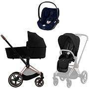 Коляска Cybex Priam IV Rosegold complete Cloud T Rebellious Luxury Denim Blue 3 в 1 Sepia Black