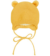 Шапочка вязаная AmaroBaby Pure Love Pompony с подкладом ЧЗ желтый 44