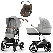 Коляска Cybex Talos S Lux SLV complete Cloud T Coconut Brown Plus 3 в 1 Stone Grey с дождевиками