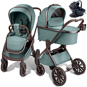 Детская коляска AmaroBaby Motus Premium Ecco Exclusive 4 в 1 с автокреслом Rant Miro Dark Grey и базой лагуна