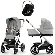 Коляска Cybex Talos S Lux SLV Cloud G3 Magic Black 3 в 1 Stone Grey с дождевиками